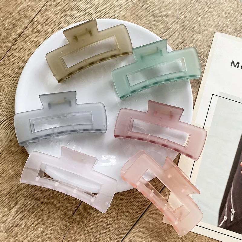 

Transparent Champagne Hair Claws Large Size Acetate Hair Claws Women Bath Makeup Catch Clip Hairpin Geometric Big Barrettes 2021