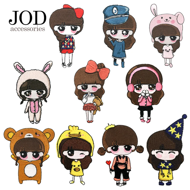 Утюжок на заплатках для одежды милая девушка мультфильм Аниме Вышивка патч