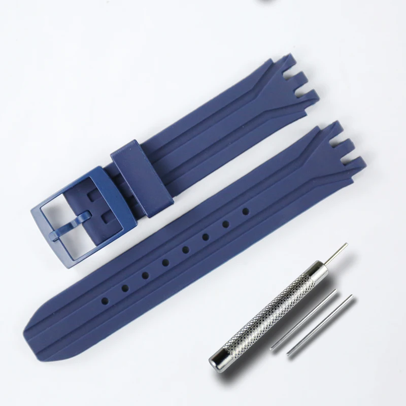 Navy Ремешок для часов аксессуары Подходит для Swatch SUIK400 SUIB400 мужской и женский 18 мм силиконовый ремешок - Цвет ремешка: Navy