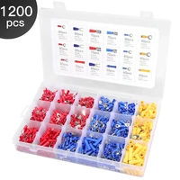1200pcs assorted insulated spade crimp terminal butt electrical wire cold pressure terminal set red blue yellow with box