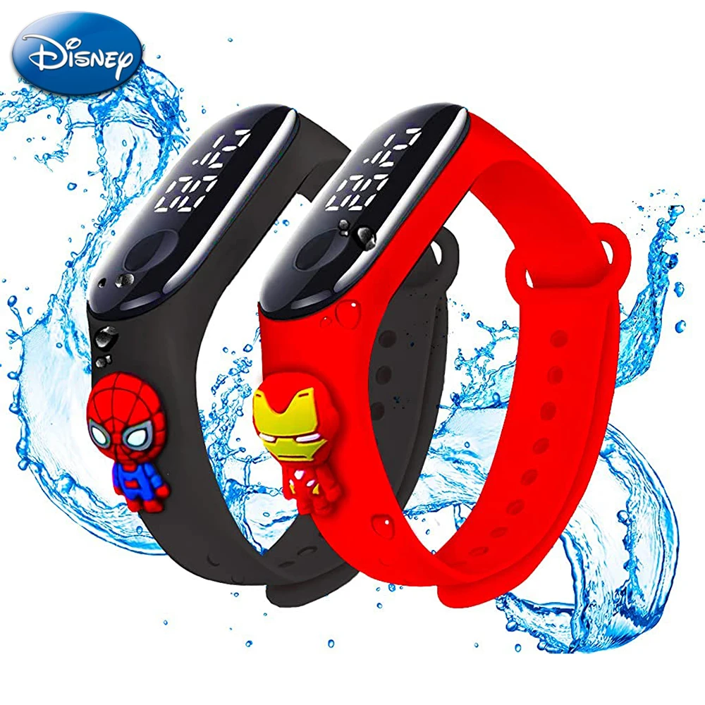 Disney Stitch Spiderman iron Man Mickey Mouse Watch Marvel Child Waterproof Electronic Bracelet Sports LED Digital Anime Figures images - 6