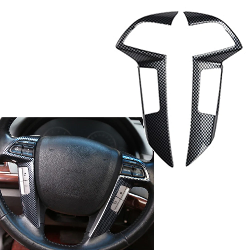 

2X ABS Carbon Fiber Car Steering Wheel Cover Sticker Decorative Trim For Honda Accord 2008 2009 2010 2011 2012