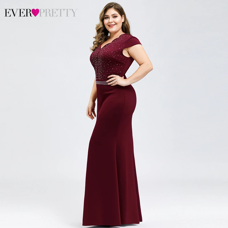 Черные вечерние платья размера плюс Ever Pretty EZ07623 элегантные длинные вечерние платья с v-образным вырезом и бусинами для свадебной вечеринки