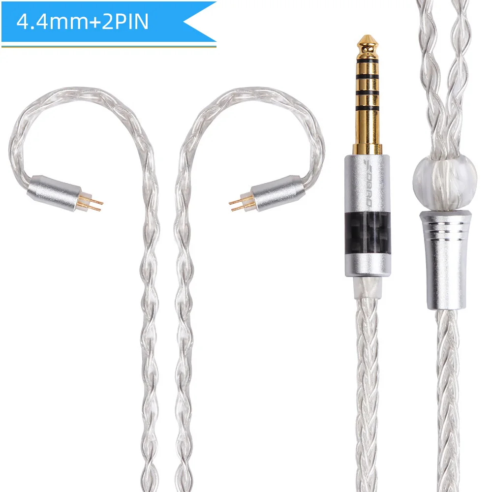 2Pin 4.4 Silver FDBRO MMCX Серебристые наушники кабель 8 Core с серебряным покрытием обновления кабель углеродного волокна 2Pin 2,5/3,5/4,4 сбалансированный кабель для SE846 SE535 - Цвет: 2Pin 4.4 Silver