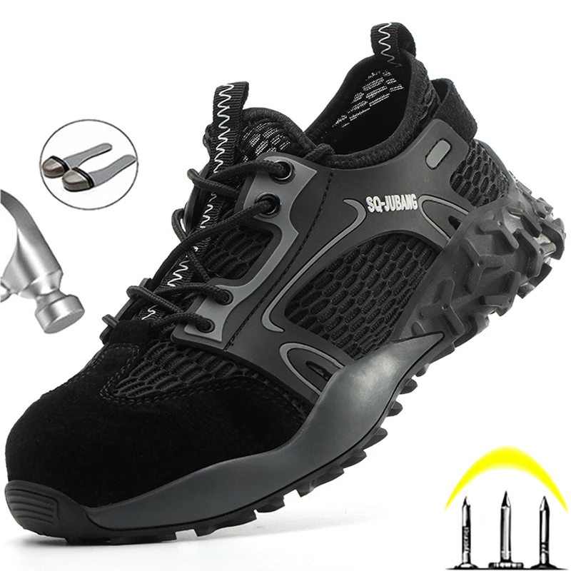 Lightweight Work Shoes Sneakers Indestructible Men Shoes Anti-puncture Safety Shoes Men Steel Toe Shoes Anti-smash Work Boots