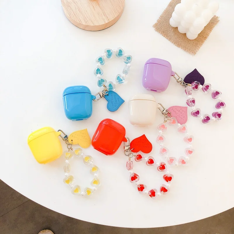 

For Baseus W04 Pro Cute Case for Baseus W04 soft Silicone scratch proof Candy colors Protective Cover with Love bracelet