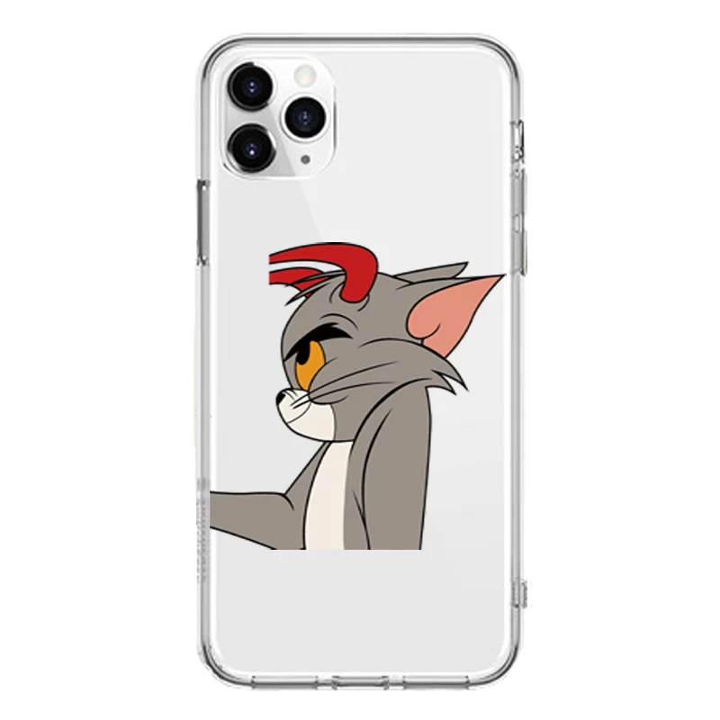 01 Забавный мультяшный чехол для телефона iphone X XS 11Pro Max XR милый кот Том чехол для iphone 8 7 6 6S Plus 5S SE мягкий силиконовый прозрачный чехол - Цвет: 01