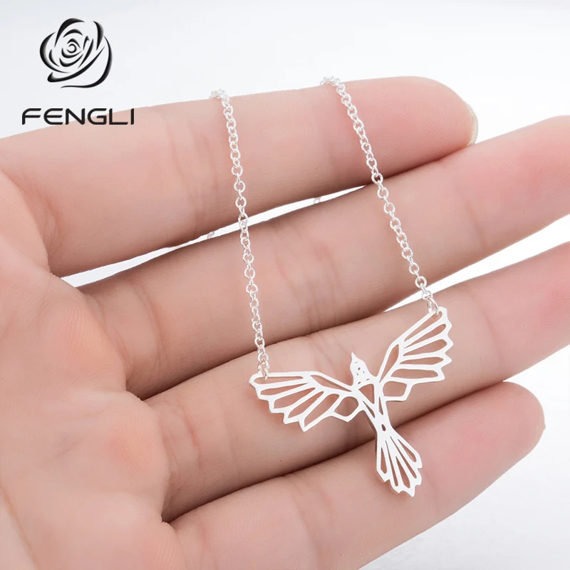 FENGLI мультфильм оригами ожерелье с Фениксом Женские повседневные ювелирные