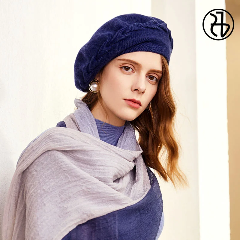 Женский вязаный берет FS однотонный во французском стиле зимний 2019 | Аксессуары