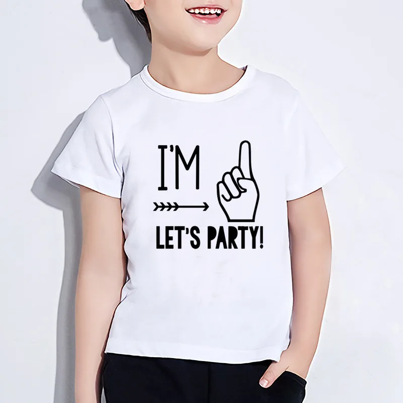 

Kids I'm 1/2/3/4/5 Let's Party Print Funny T-shirt Boys & Girls Summer T shirt Baby Birthday Present Number Clothes