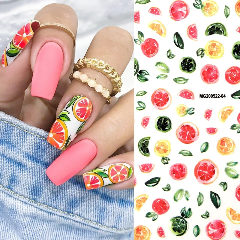 1 лист 3D наклейки для ногтей красный фруктовый SeriesTransfer прекрасные украшения