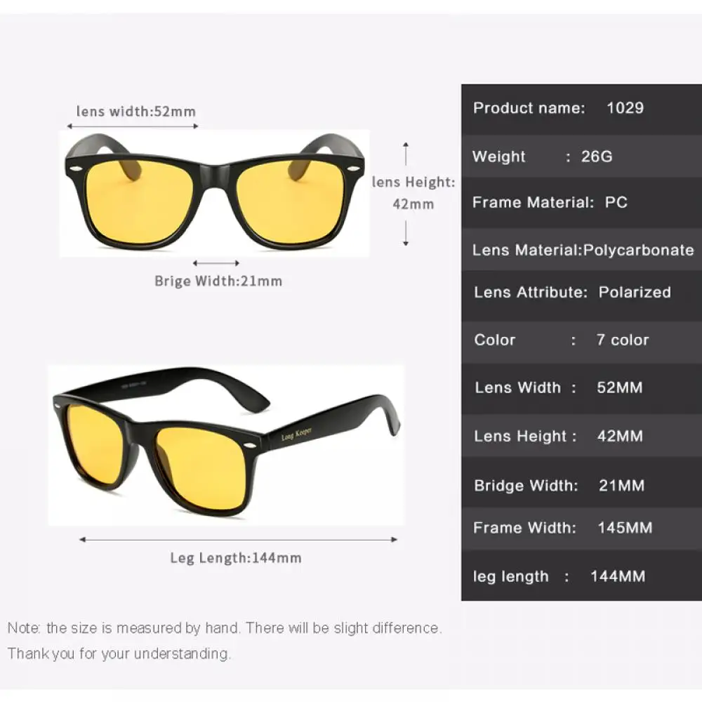 

Classic Night Vision Square Glasses Men Women Yellow Lens Sun Glasses Anti Glare UV400 Safety Sport Driving Sunglasses Hombre