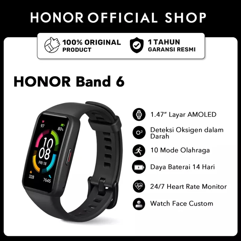 

HONOR Band 6 Global Version SpO2 Heart Rate Monitor Watch Smartwatch Blood Oxygen Fitness Smart Bracelet Waterproof Wristbands