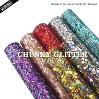 qibu 2230cm chunky glitter fabric big sequin faux leather sheets multi size bow crafts materials diy hairbow bags accessories