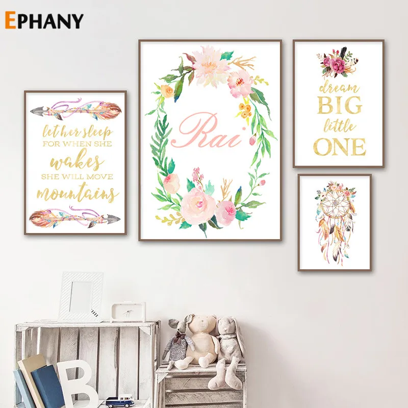 Детский настенный постер с именем для девочек, распечатанный на холсте, скандинавский цвет, украшение для детской спальни Детский настенный постер с именем для девочек, распечатанный на холсте, скандинавский цвет, украшение для детской спальни