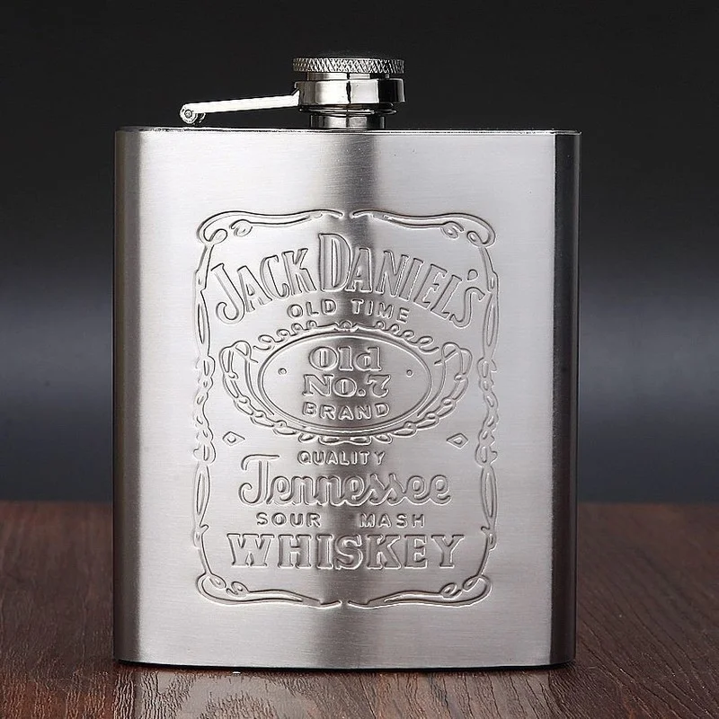 

7oz Stainless Steel Pocket Hip Flask Engraved Leather Alcohol Bottle Portable Outdoor camping Travel Wine Drink Pot with Funnel