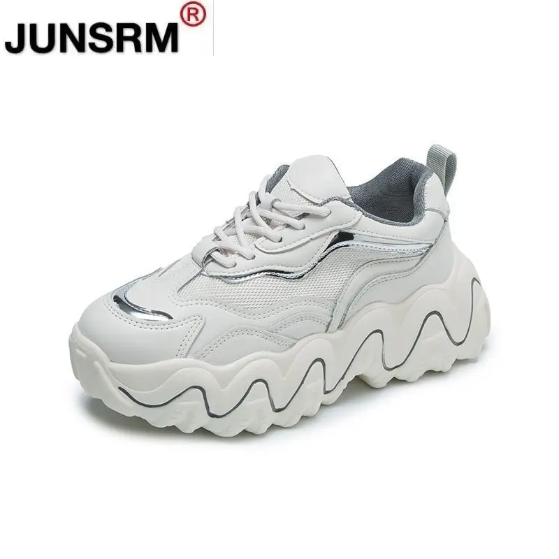 

Luxury Leather Shoes 2021 Women's Fashion Summer New Style Dad Sneakers Casual Comfortable Thick-soled Vulcanized Shoes Women