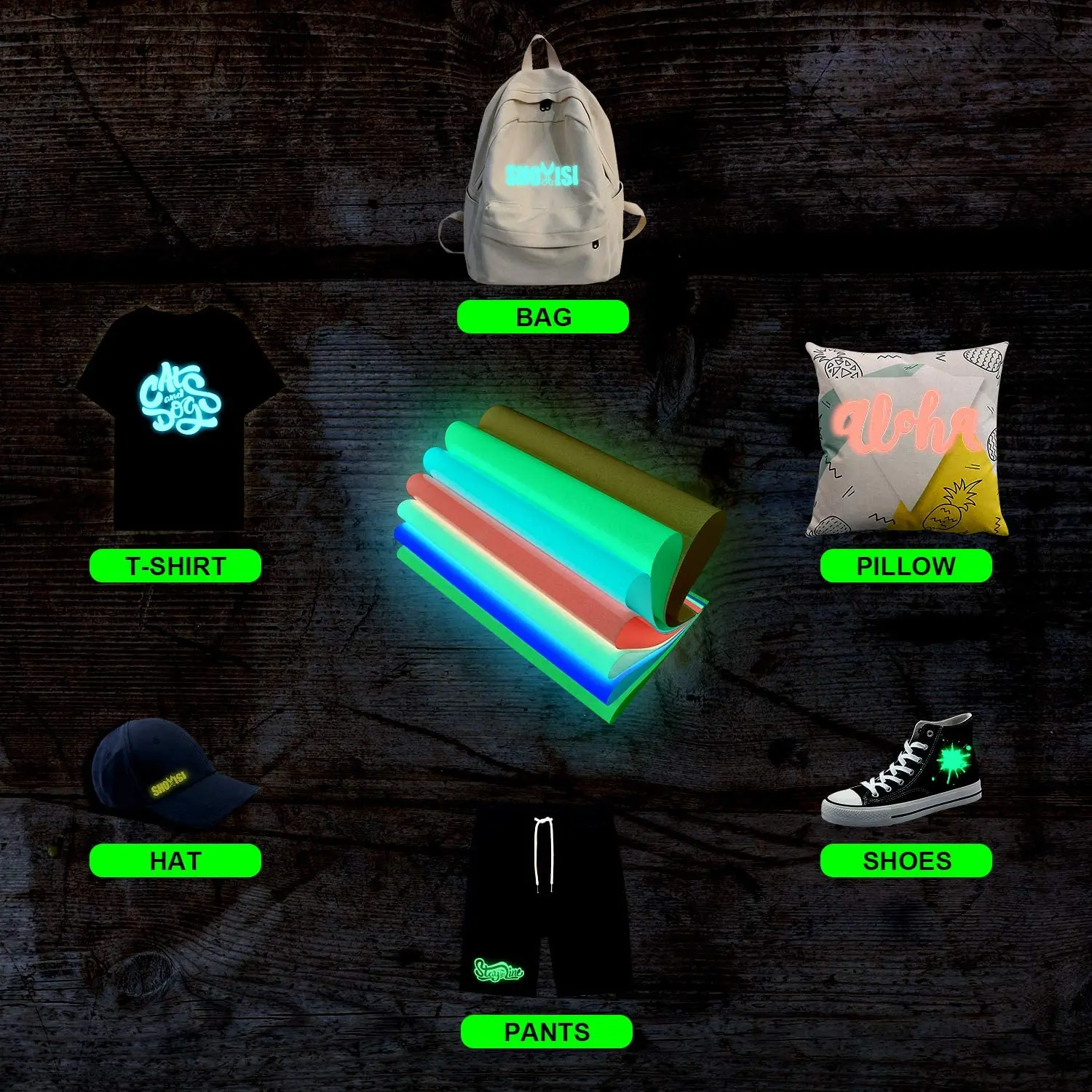 Светящийся в темноте виниловый термопресс светящийся 1 рулон 12 дюймов x 20 дюймов/30