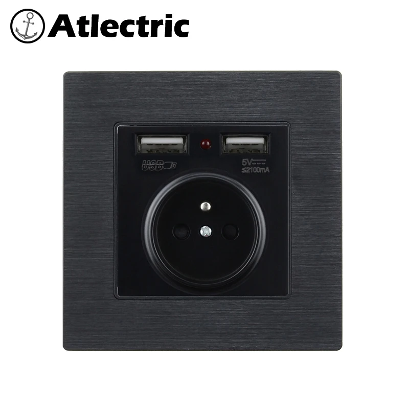 Atlectric двойной USB порт ЕС FR Стандартный Разъем питания настенная розетка