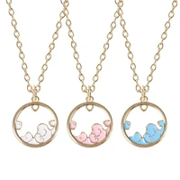 new fashion korean style necklace pink blue white wave pendant the best gift for girls cute things jewelry accessories