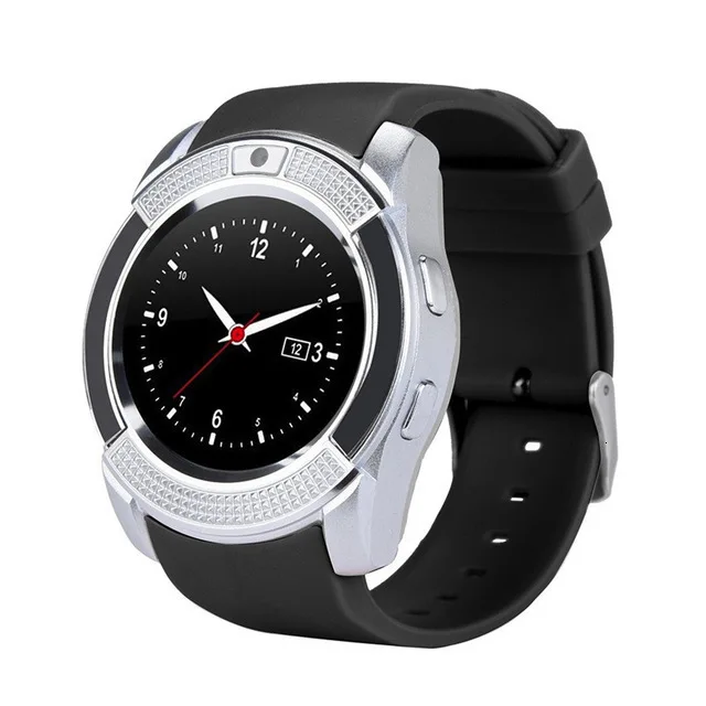Silver V8 Smartwatch Смарт-часы Bluetooth перчатки для сенсорного экрана часы с камерой/слотом для sim-карты Смарт-часы водонепроницаемые умные спортивные - Цвет: Silver