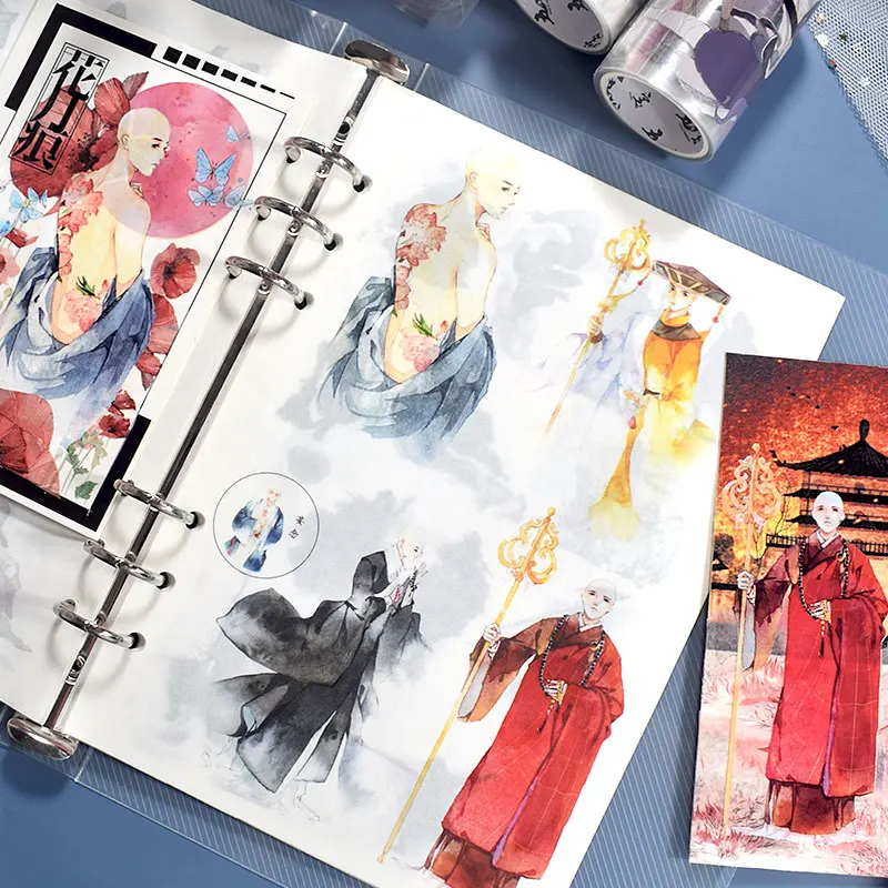 

A5 Easy To Hold Cartoon Girl Scrapbooking Vintage Character Scenery Detachable Pages Washi Stickers Books Decoration Sticker