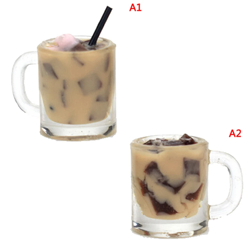 

Mini Resin Coffee milk jelly Tea Cup Simulation Miniature Drinks Model Toy Decoration 1/12 doll house Miniature Accessories