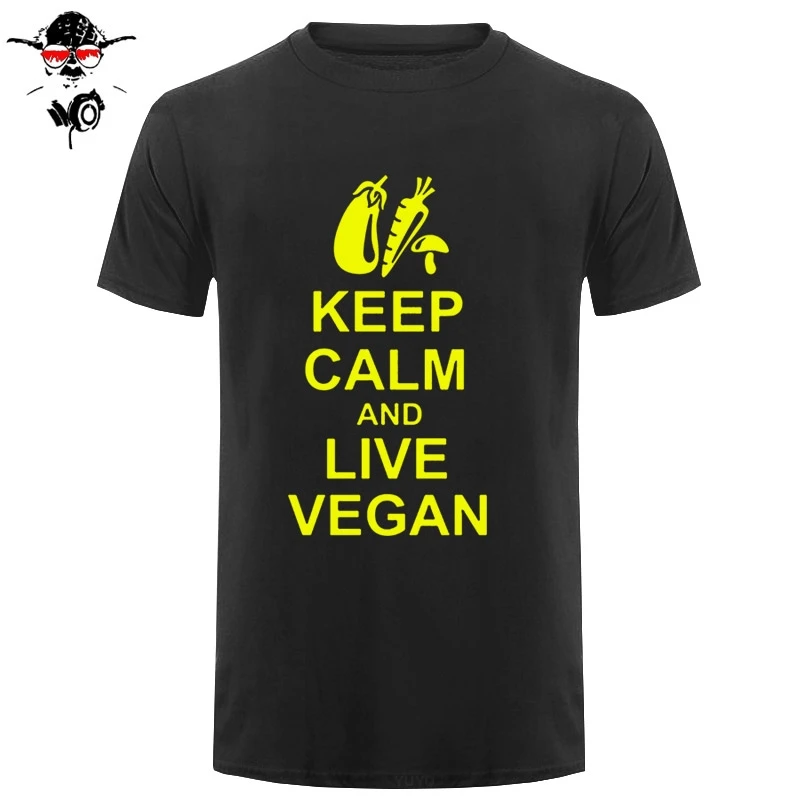 Новая летняя мужская футболка с коротким рукавом Keep Calm And Live Vegan хлопковая