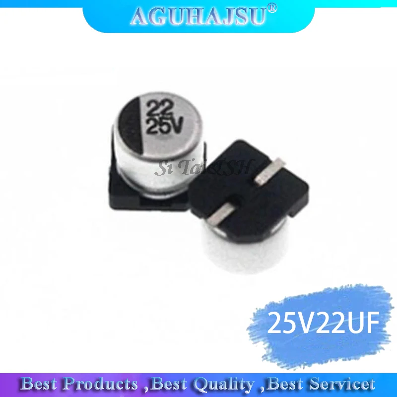 

10 шт. электролитический конденсатор 25V22UF 6*5 мм SMD алюминиевый электролитический конденсатор 22 мкФ, алюминиевая крышка, 25В