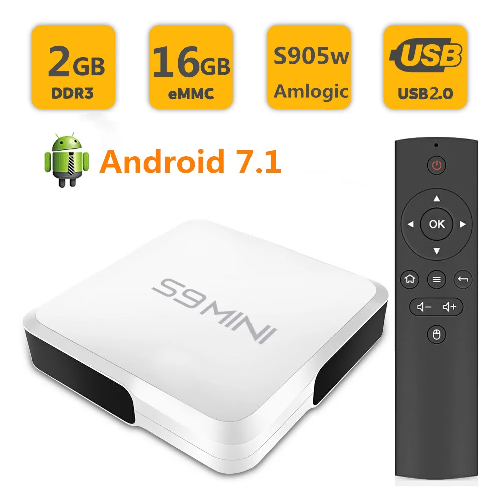 S9 Мини ТВ приставка ультра-HD Android 7,1 S905W четырехъядерный потоковый медиаплеер 4K 2,4 ГГц WiFi