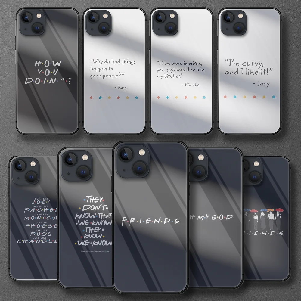 

Best Friends Together Tempered Glass Phone Case For IPhone 5 6 7 8 11 12 13 S SE X Xs Xr Plus Pro Max Mini Cover Cell Back Shell