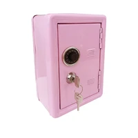 creative mini metal coin bank locker with keys kids money saving jar children deposit security safe box case ornament