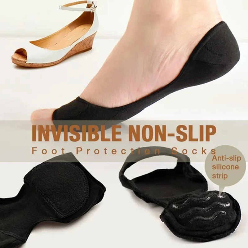 

2/4pcs Hot New Women Socks Invisible Fish Mouth Boat Socks Anti Slip Low Cut Breathable Open Toe -OPK