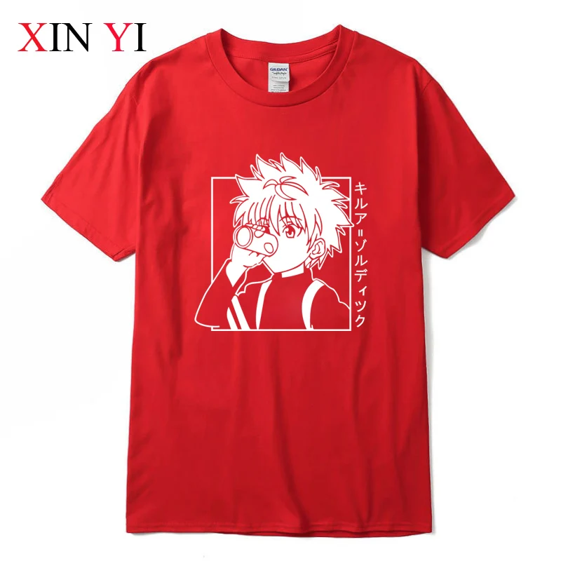 XIN YI Men's Casual High Quality 100% Cotton T-shirt Tops Kawaii Hunter X Tshirt Killua Zoldyck Anime Tee Shirt | Мужская одежда