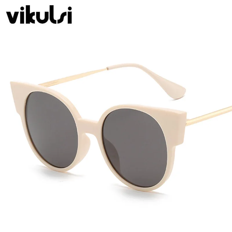 Женские солнцезащитные очки кошачий глаз винтажные круглые большого размера с