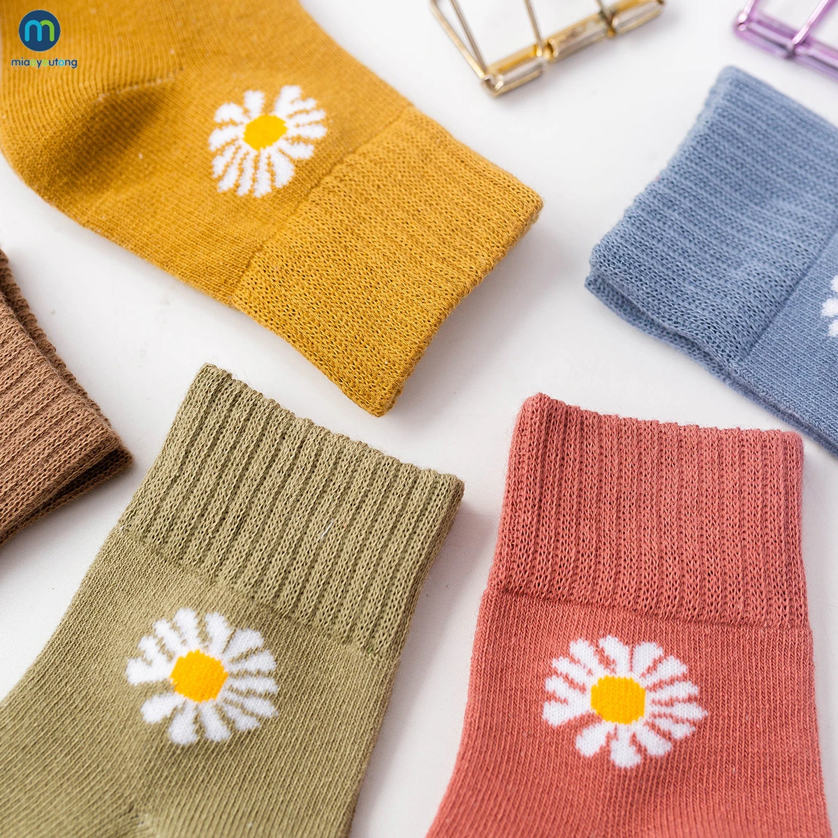 5 Pairs/Lot Children's Socks Cute Daisy Flowers Kids Cotton Socks Baby Girl Socks For 1-12 Years Autumn And Winter Miaoyoutong