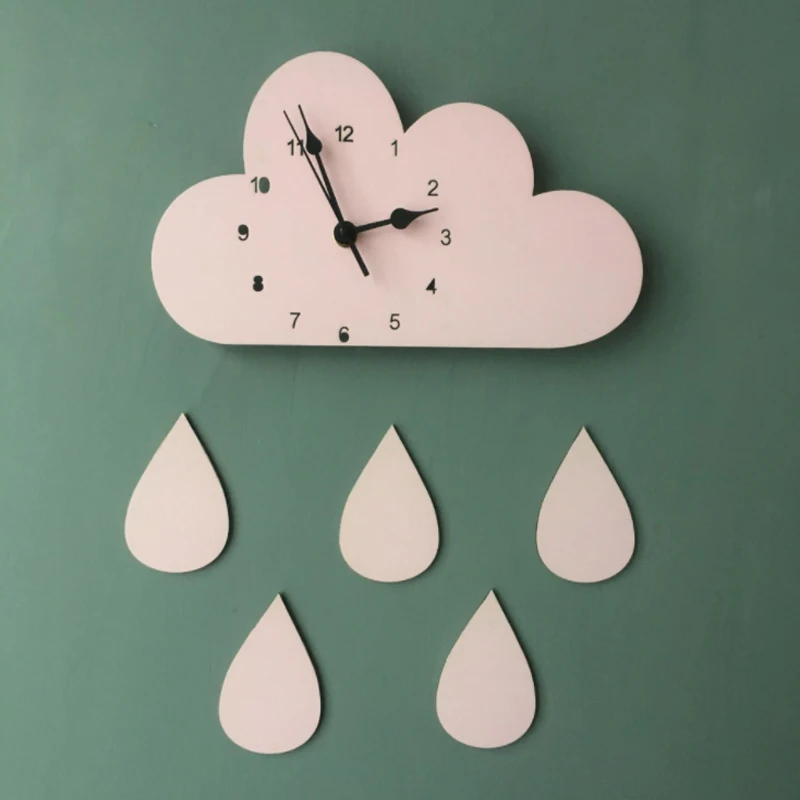 Северный дом облака Радуга капли дождя настенные часы мультфильм детей спальня