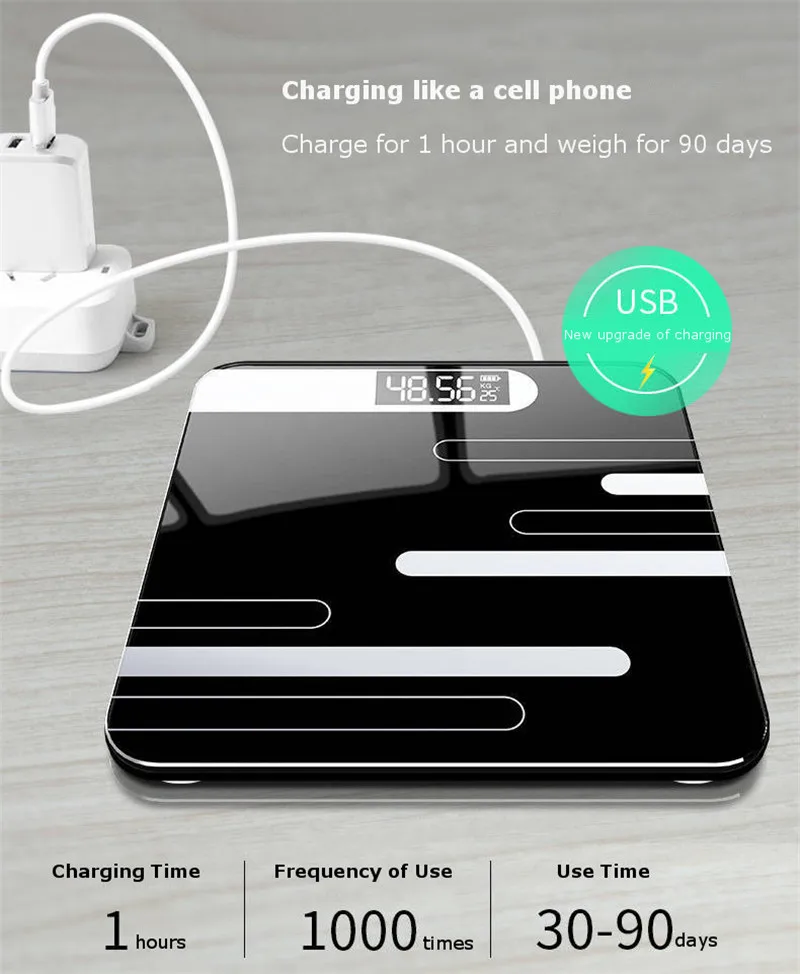Bathroom Floor Scales Body Fat Scale Scientific Electronic LED Digital Body Weight Balance Weighing Scales Water Muscle Mass BMI