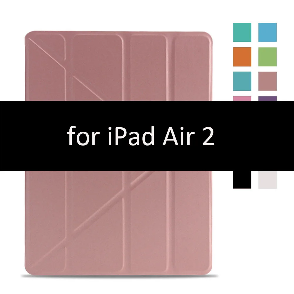 Rose Gold-2 Чехол для iPad Air 2 1, чехол, из искусственной кожи и ультратонкая задняя крышка из поликарбоната, умный чехол, Магнитный чехол для iPad air 2, A1566, A1567, откидная подставка - Цвет: Rose Gold-2