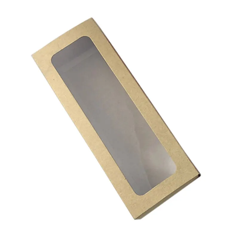 Коричневая/красная/черная картонная оконная коробка с прозрачным ПВХ для