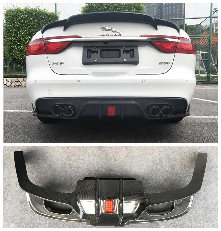 

Подходит для Jaguar XF XFL 2016 2017 2018 лет высокое качество углеродное волокно задний багажник губа бампер диффузор Защитная крышка