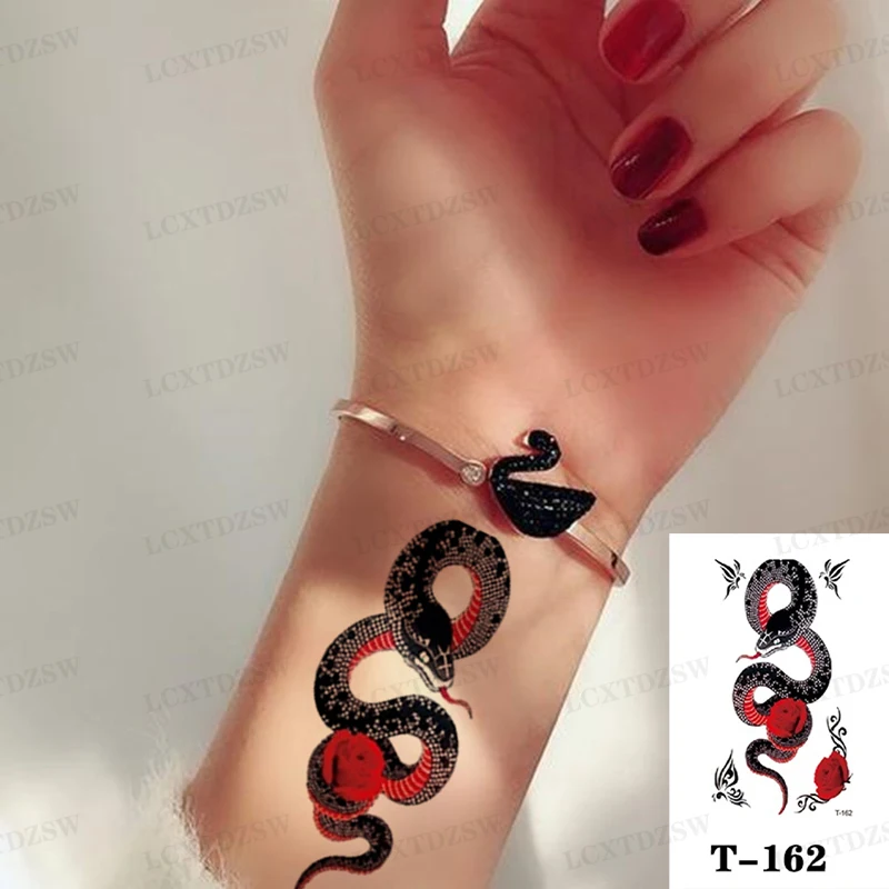 Small Size Snake Temporary Tattoo Stickers For Women Men Body Waist Neck Arms Legs Waterproof Fake Tattoo Snake Tattoo