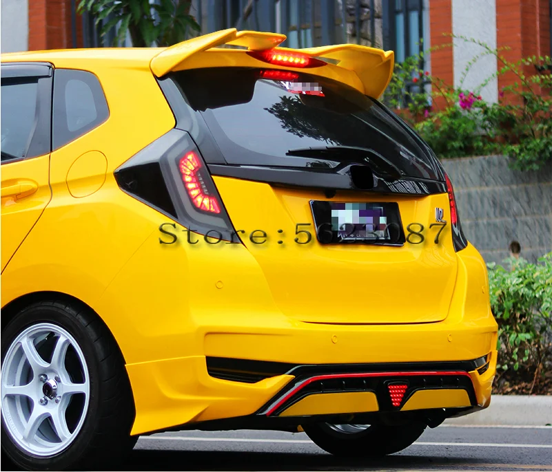 

For Honda Fit Jazz 2014 2015 2016 2017 2018 2019 ABS Plastic Unpainted Primer Color Rear Trunk Roof Wing Lip Spoiler Car Styling