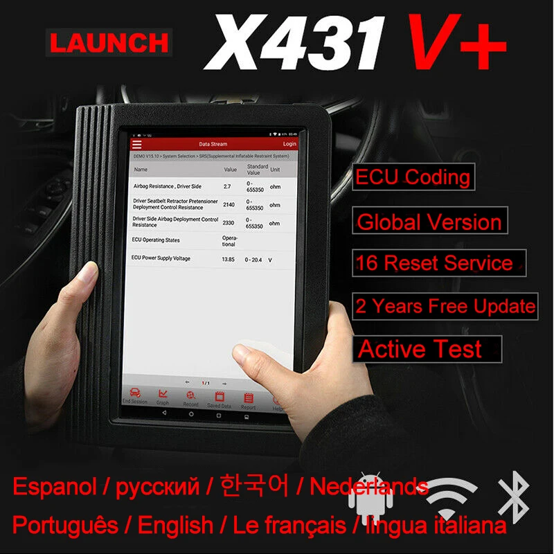 Launch X431 V+ V Plus 1" OBD Автомобильный диагностический инструмент Автомобильный сканер OBD2 Универсальный ECU кодирование PK launch x431 pro