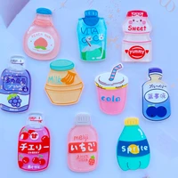 1020 new shiny cartoon cute beverage bottle acrylic flat diy crafts mobile phone case ornament accessories 013