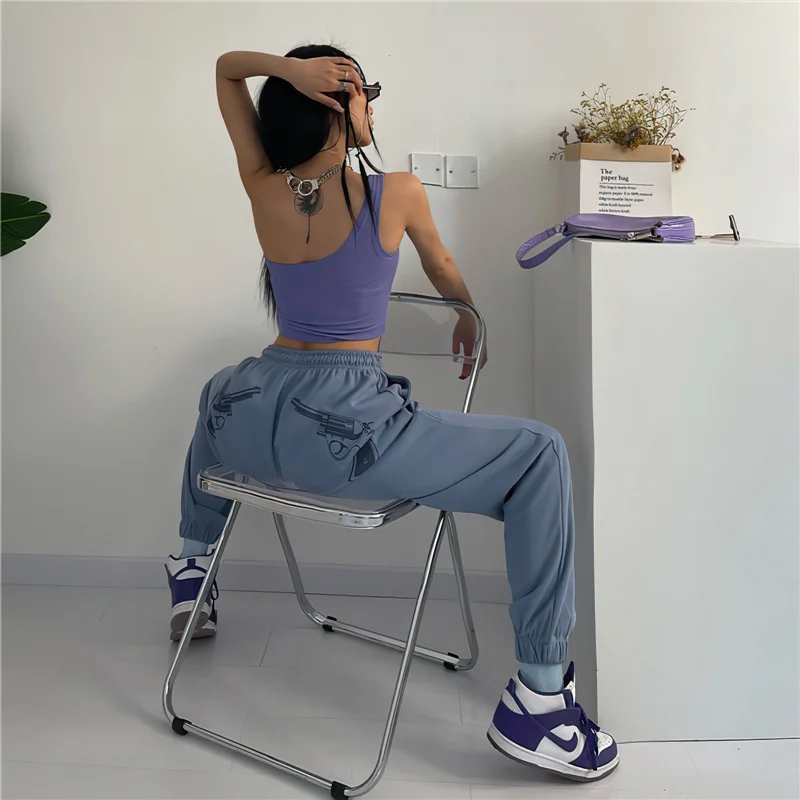 Женские Эластичные повседневные спортивные брюки с высокой талией со шнуровкой