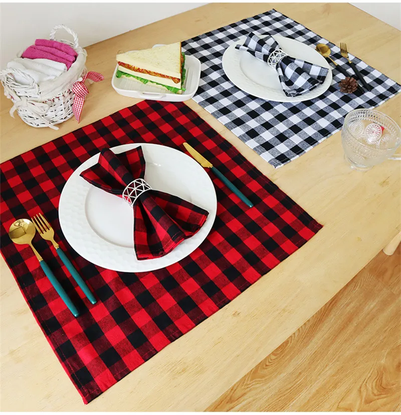 

1Pc Cotton Classic Lattice Table Napkins Kitchen Tea Towel Table Placemat Home Dinner Table Mat Wedding Xmas Decor