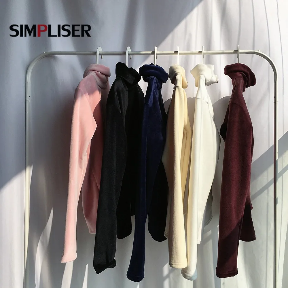 Женские утепленные рубашки зимние плюшевые теплые футболки с воротником-хомутом