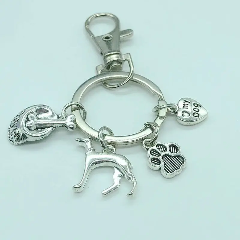 

Dog rice bowl bones dog paw prints dog pendant keychains creative key chain pendants for dog lovers