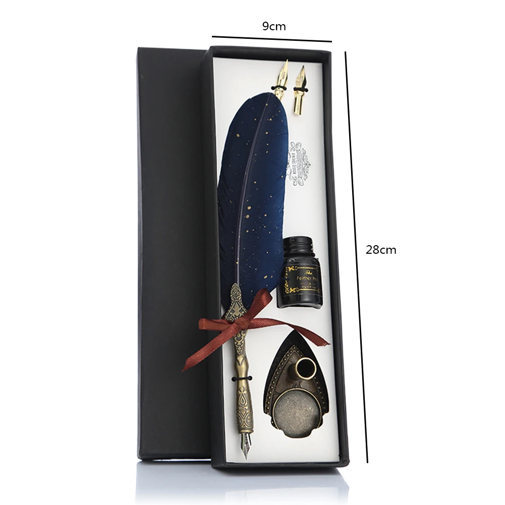 

1 Set Classic Texture Practical Calligraphy Feather Dip Pen Quill Fountain Writing Portable Durable Wedding Gifts